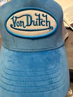 Von Dutch Originals Blue Velour Trucker Hat